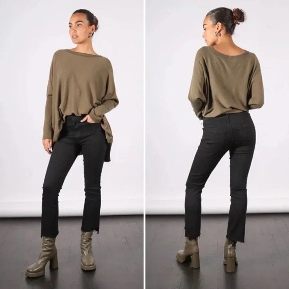 Mother Denim Insider Crop Step Fray Hem Not Guilty Women's 26 Black High Waisted